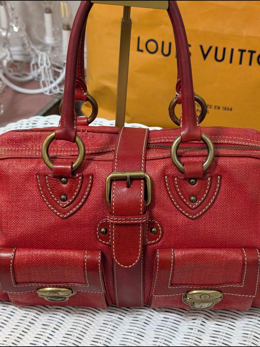 Marc Jacobs Venetia Red Leather Satchel with Brass Hardware - Picture 3 of 14
